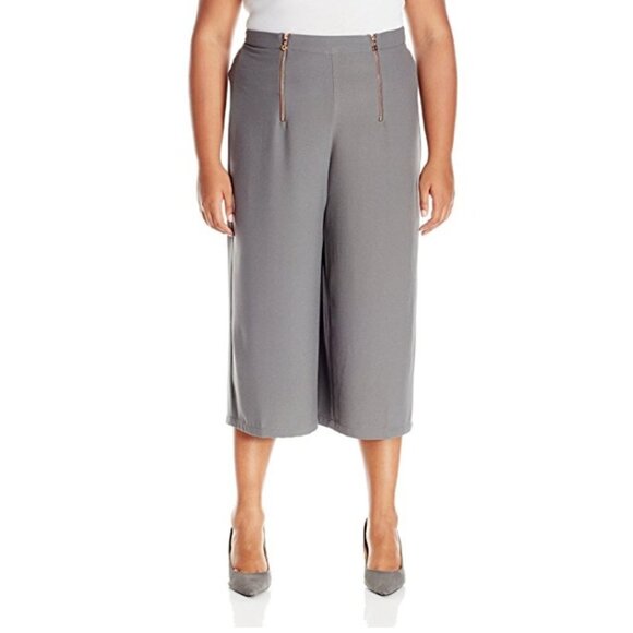 Modamix Minimalist Movement Crepe Capri Culottes Gray Zipper Detail 18W NWT - Picture 1 of 6